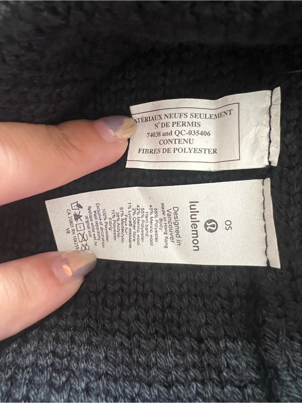 lululemon athletica Black Knit Pom Beanie